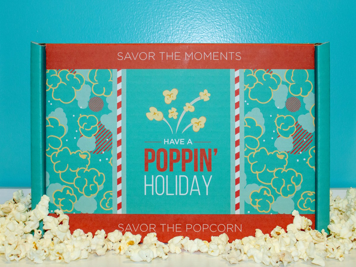 Completed Holiday Popcorn Kit Shipper Box