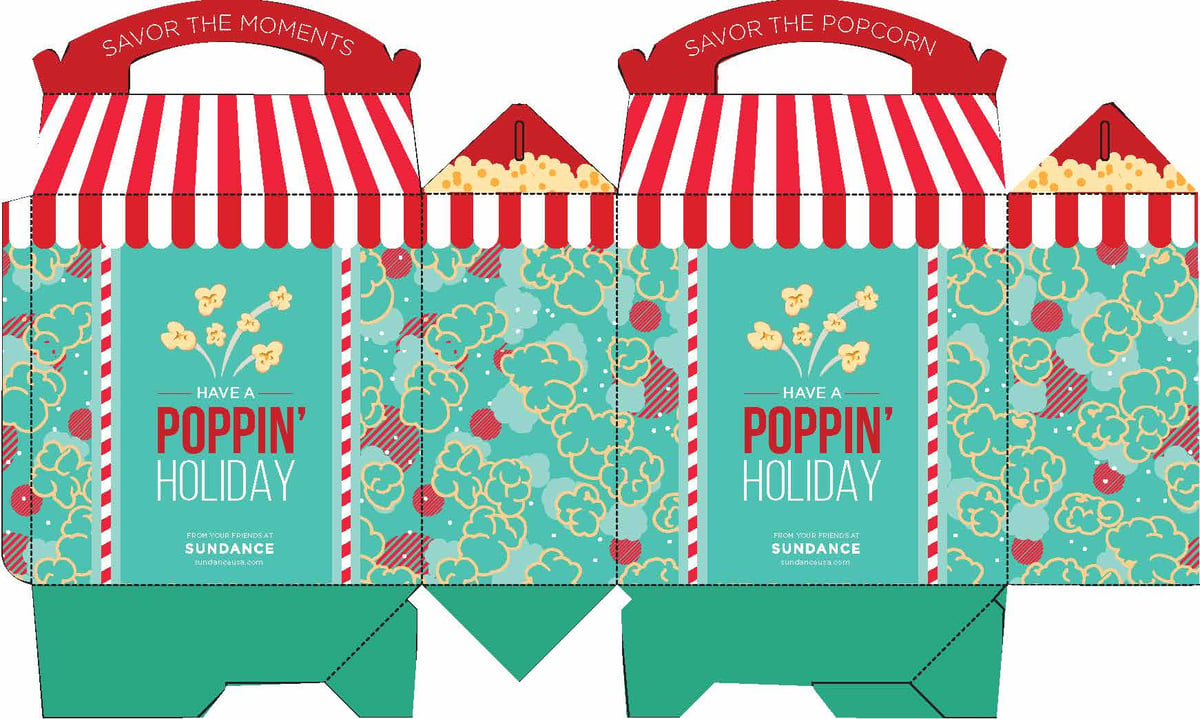 Concept of the SunDance Holiday Popcorn Kit Gable Box